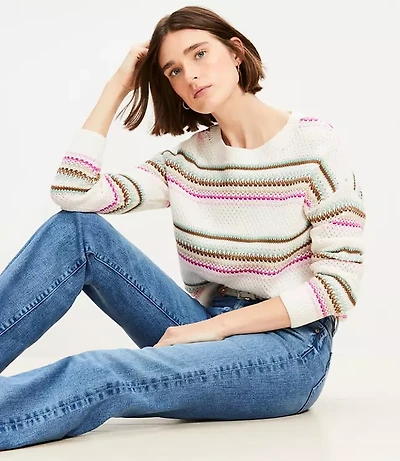 Striped Pointelle Sweater