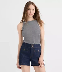 Stripe Perfect Ribbed Apron Neck Tank Top