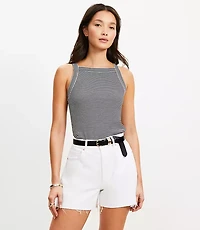 Stripe Perfect Ribbed Square Neck Tank Top