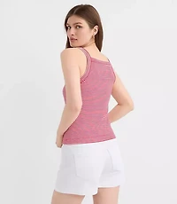 Stripe Perfect Ribbed Apron Neck Tank Top