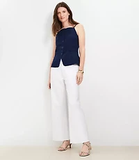 Linen Blend Strappy Vest Top