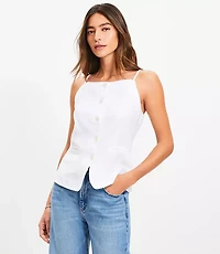 Linen Blend Strappy Vest Top