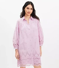 Eyelet Mini Shirtdress