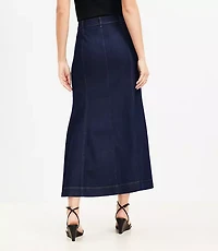 Denim Trumpet Maxi Skirt Dark Rinse