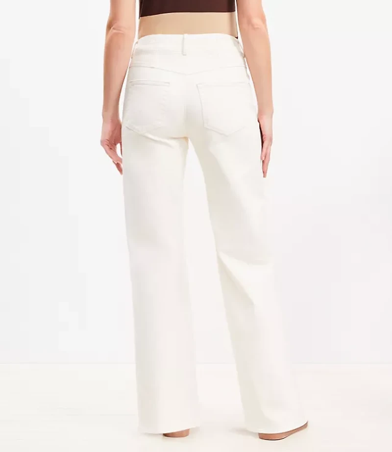 Seamed Wide Leg Jeans Ivory