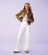 Seamed Wide Leg Jeans Ivory