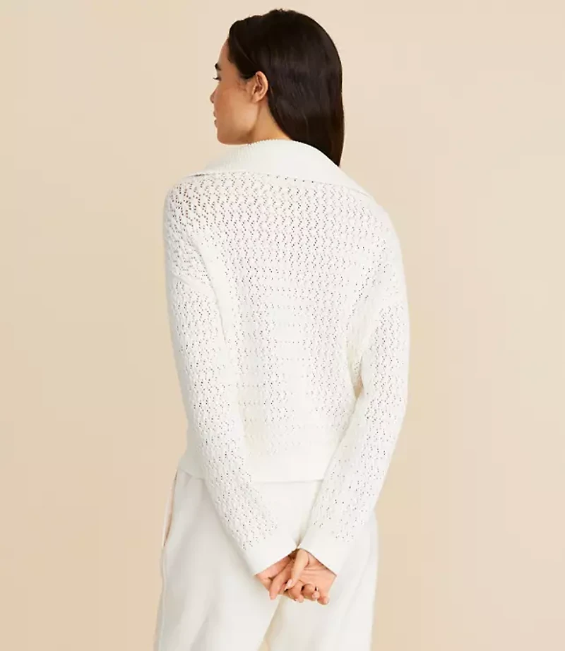 Lou & Grey Pointelle Half Zip Sweater