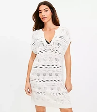 LOFT Beach Pointelle Split Neck Swimsuit Coverup