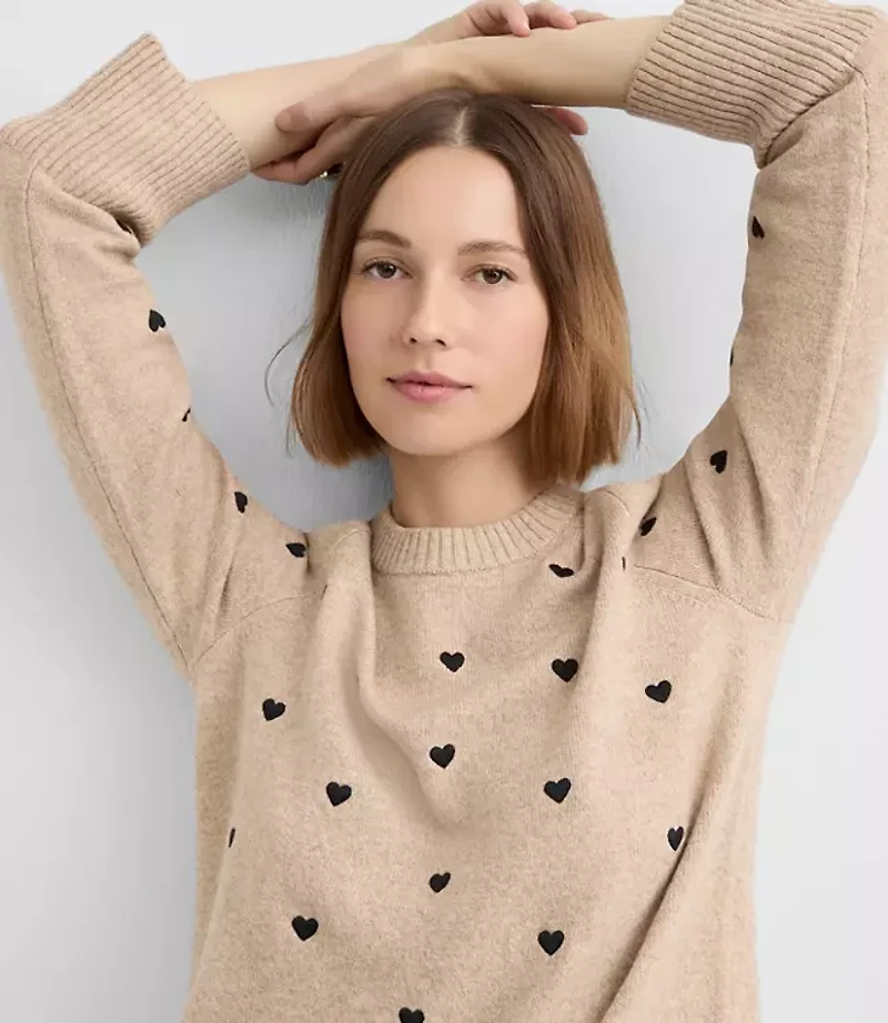Petite Mini Heart Embroidered Sweater
