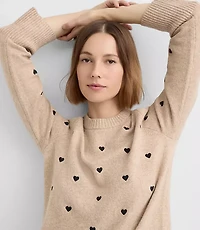 Petite Mini Heart Embroidered Sweater