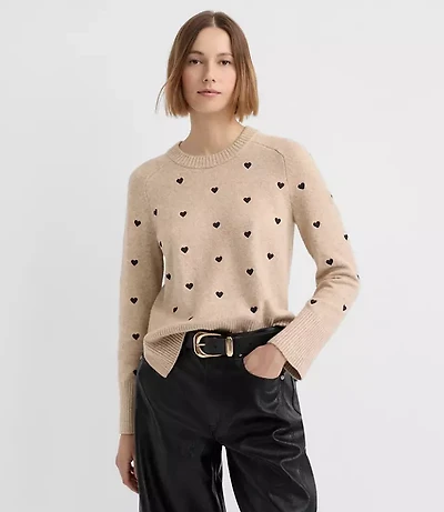 Petite Mini Heart Embroidered Sweater