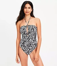 LOFT Beach Paisley Keyhole Bandeau One Piece Swimsuit