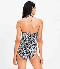 LOFT Beach Paisley Keyhole Bandeau One Piece Swimsuit
