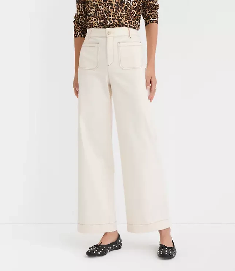 Palmer Wide Leg Pants Pique
