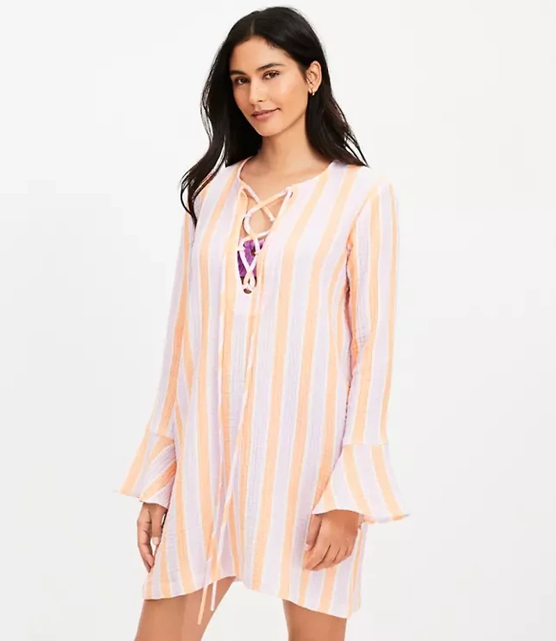 LOFT Beach Triple Cloth Lace Up Swimsuit Cover