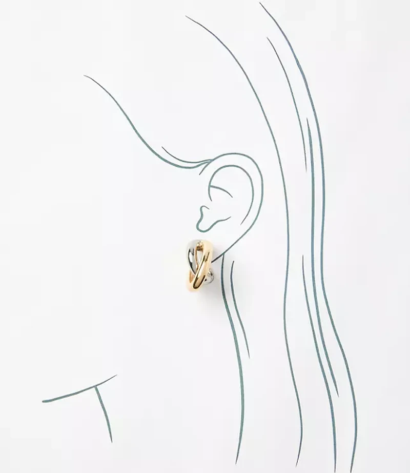 Mixed Metal Criss Cross Hoop Earrings