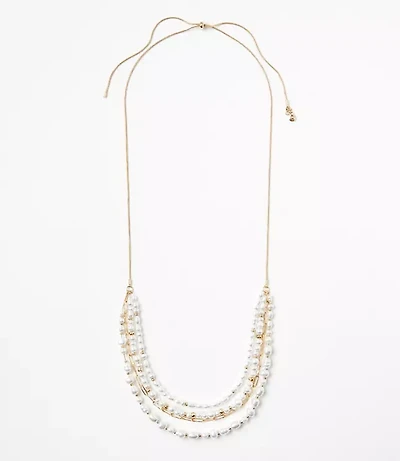 Pearlized Multistrand Pull Tie Necklace