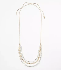 Pearlized Multistrand Pull Tie Necklace