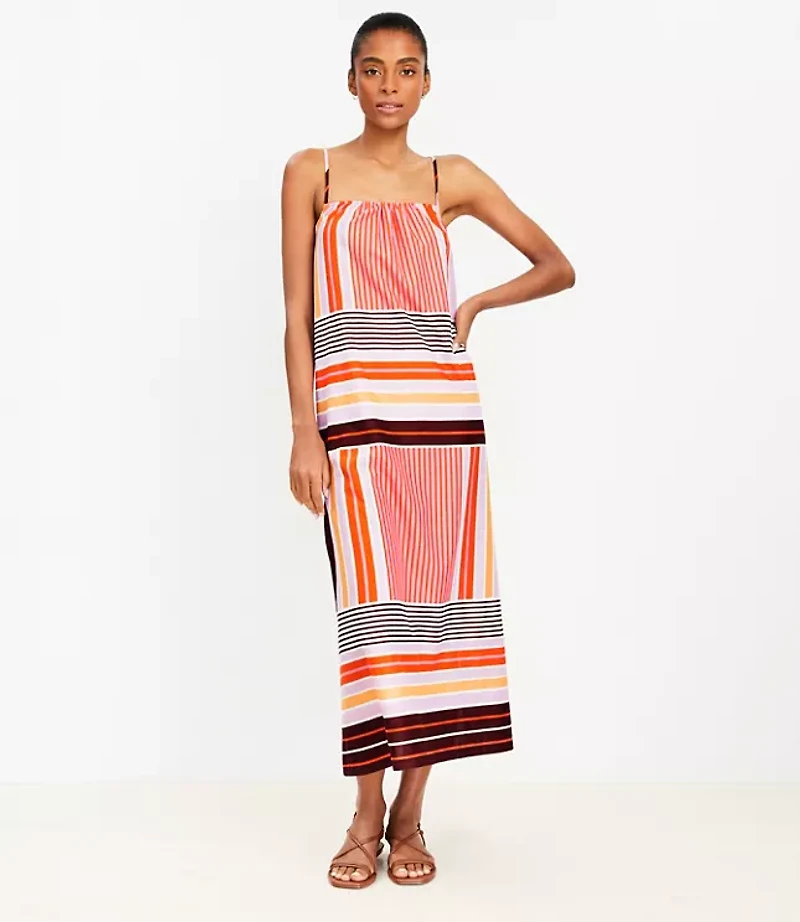 LOFT Beach Striped Crisscross Back Maxi Dress