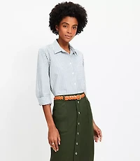 Petite Striped Cotton Poplin Everyday Relaxed Pocket Shirt