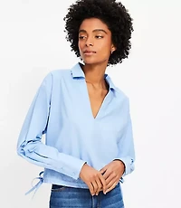 Petite Poplin Side Tie Shirt