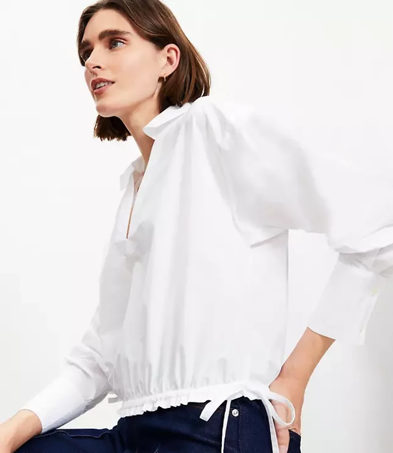 Petite Poplin Side Tie Shirt