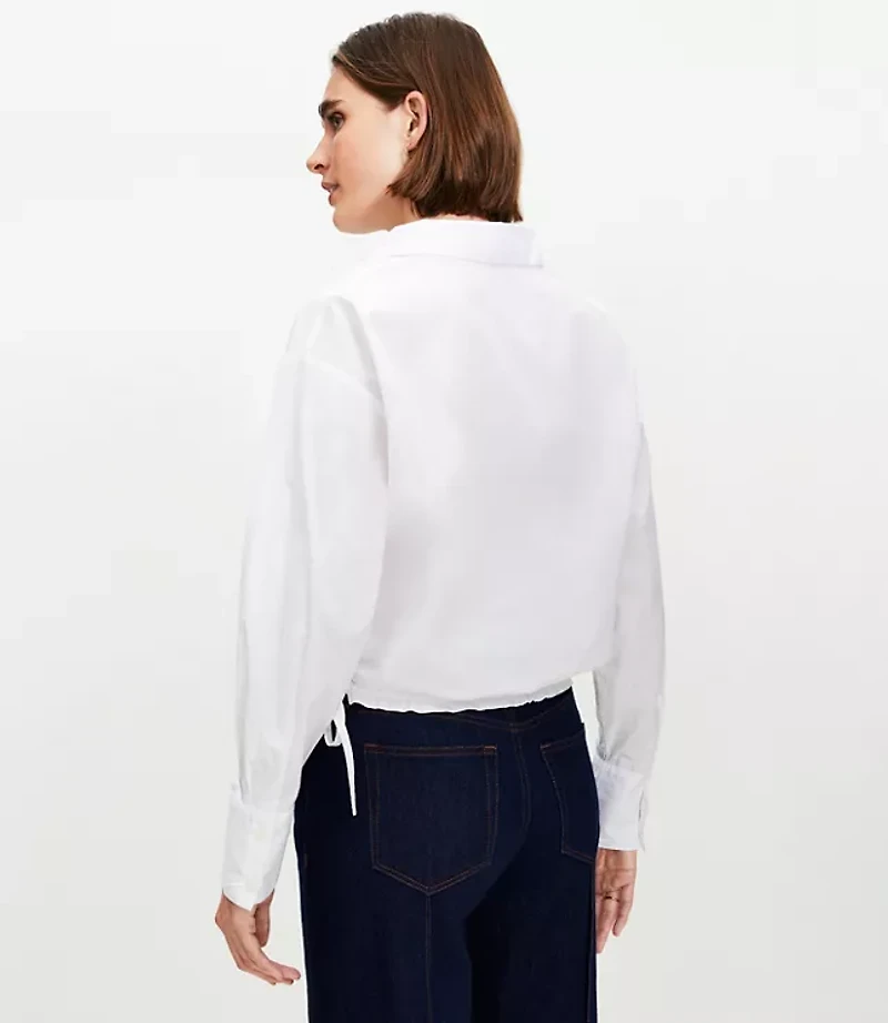 Petite Poplin Side Tie Shirt