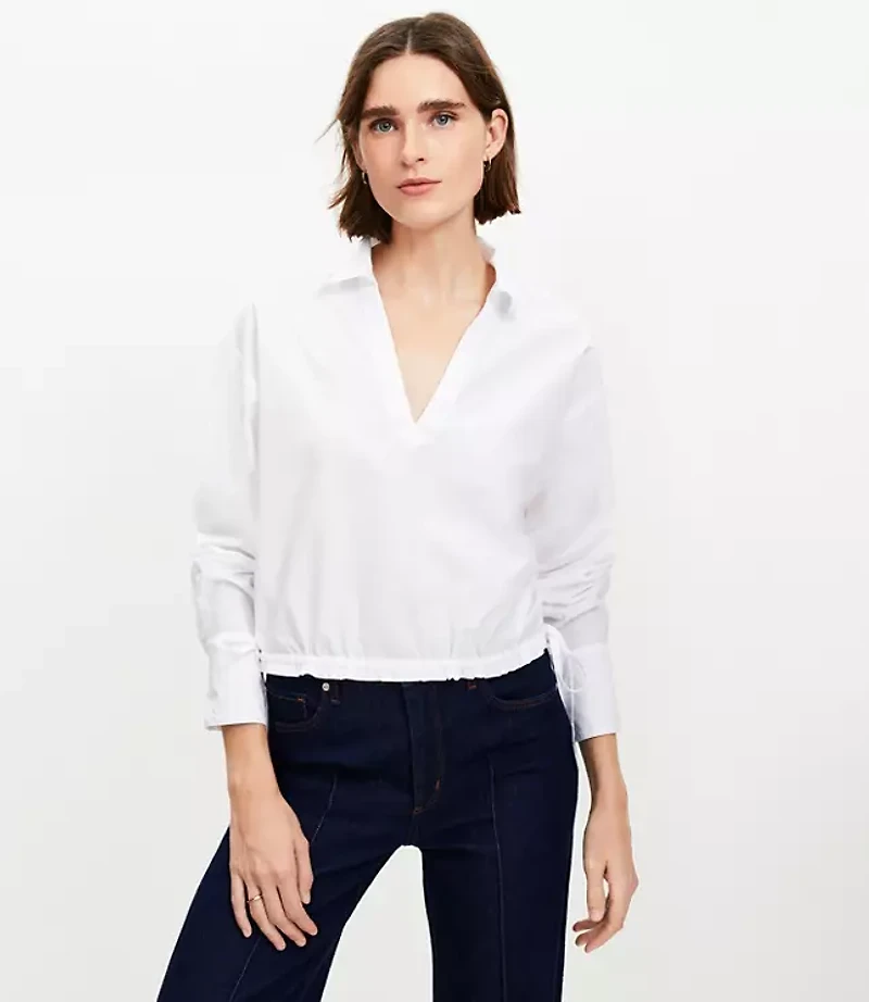 Petite Poplin Side Tie Shirt