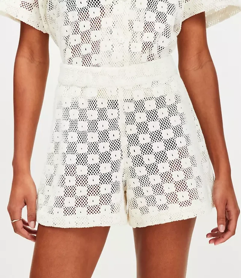 LOFT Beach Square Crochet Drawstring Shorts