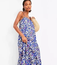 LOFT Beach Paisley Square Neck Tiered Maxi Dress
