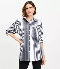 Petite Striped Everyday Oversized Pocket Shirt