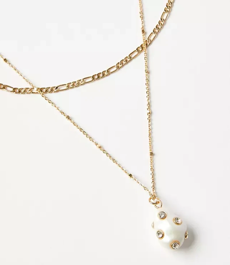 Pearlized Sparkle Layered Necklace Set