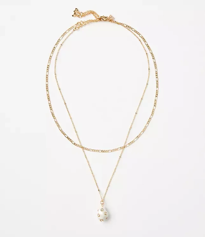 Pearlized Sparkle Layered Necklace Set