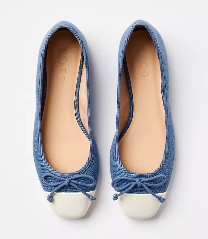 Chambray Soft Cap Toe Ballet Flats