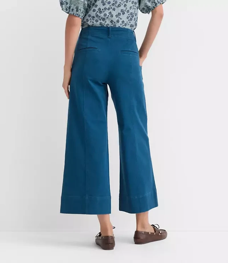 Seamed Palmer Wide Leg Crop Pants Twill