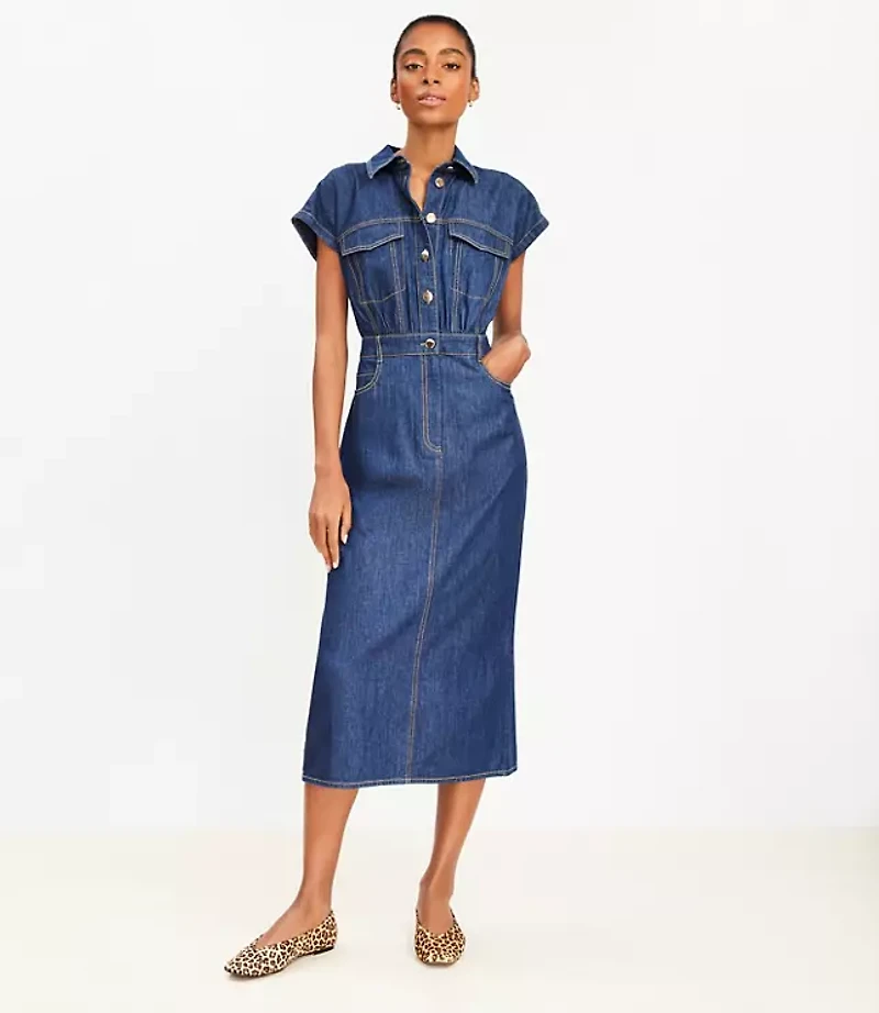 Chambray Midi Pocket Dress