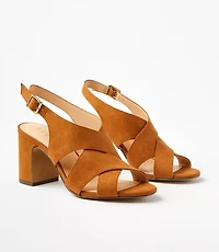 Criss Cross Block Heel Sandals