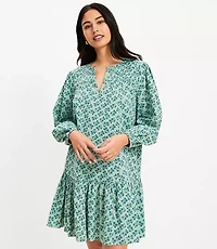 Petite Floral Pleated Flounce Mini Dress