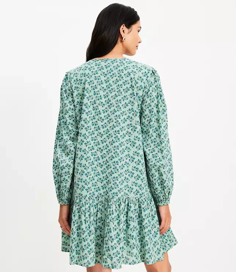 Petite Floral Pleated Flounce Mini Dress