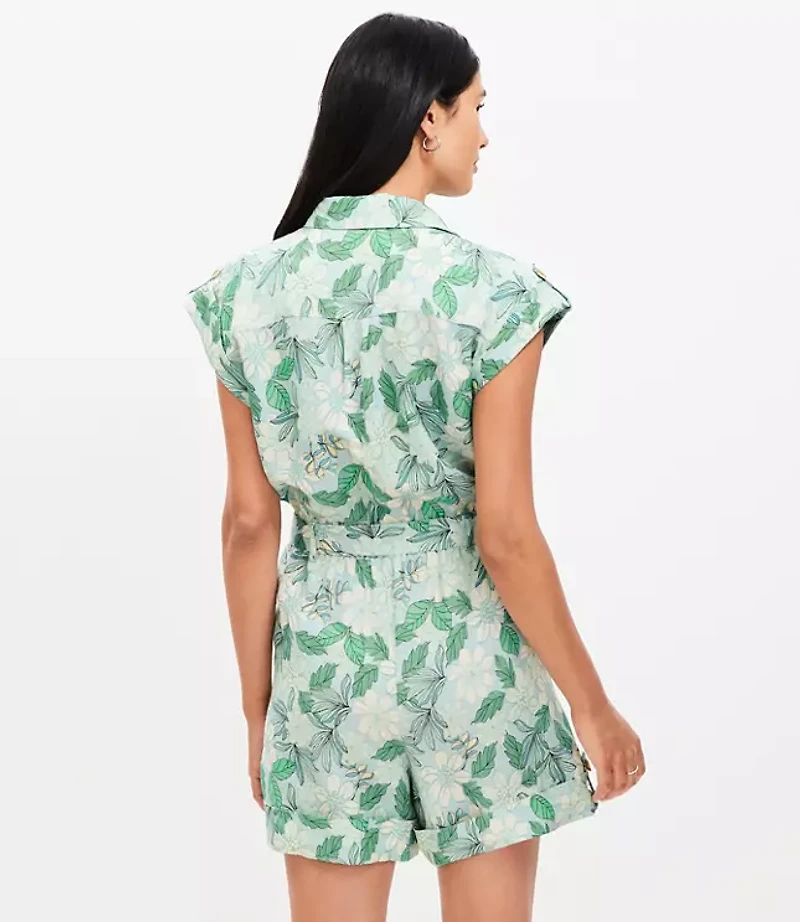 Petite Gardenia Linen Blend Tie Waist Romper