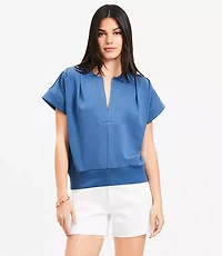 Pleated V-Neck Sweatshirt