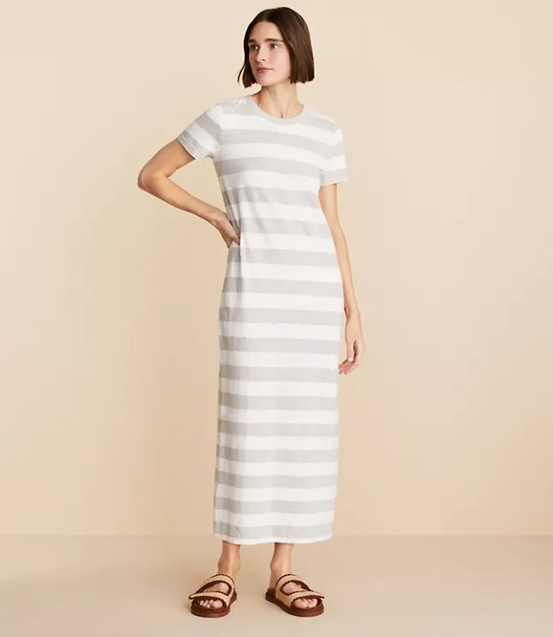 Petite Lou & Grey Striped Soft Slub Midi Tee Dress