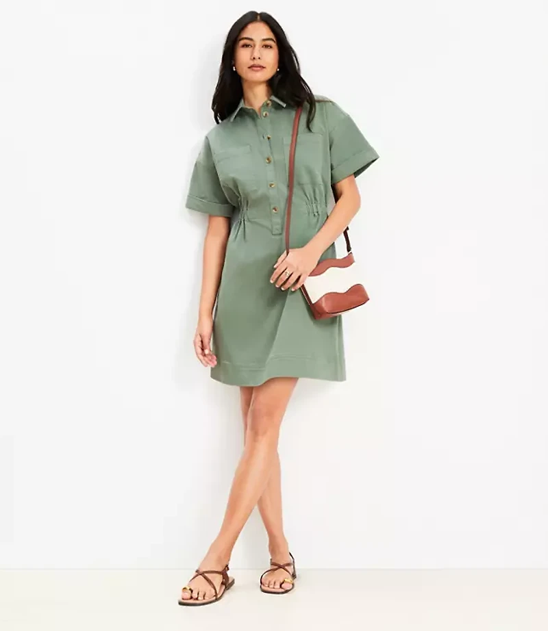 Petite Twill Utility Mini Pocket Dress