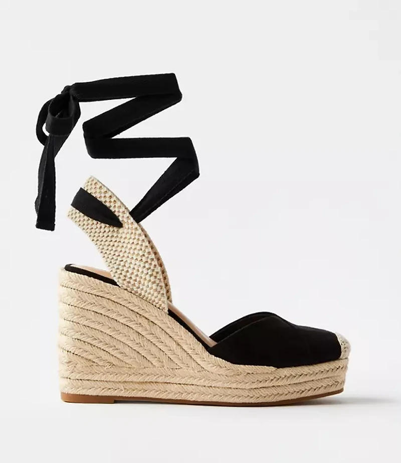 Lace Up Espadrille Wedges