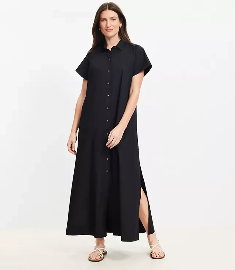Petite Poplin Maxi Pocket Shirtdress