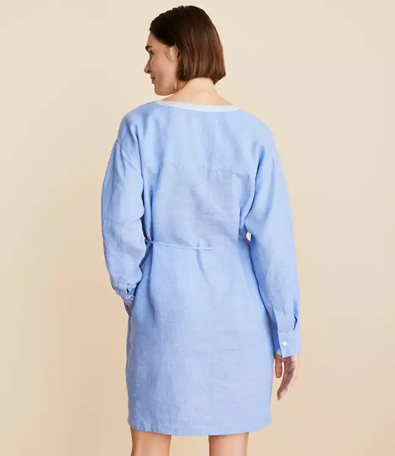 Petite Lou & Grey Crosshatch Linen Pocket Shirtdress