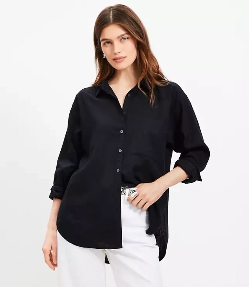 Linen Blend Everyday Oversized Pocket Shirt