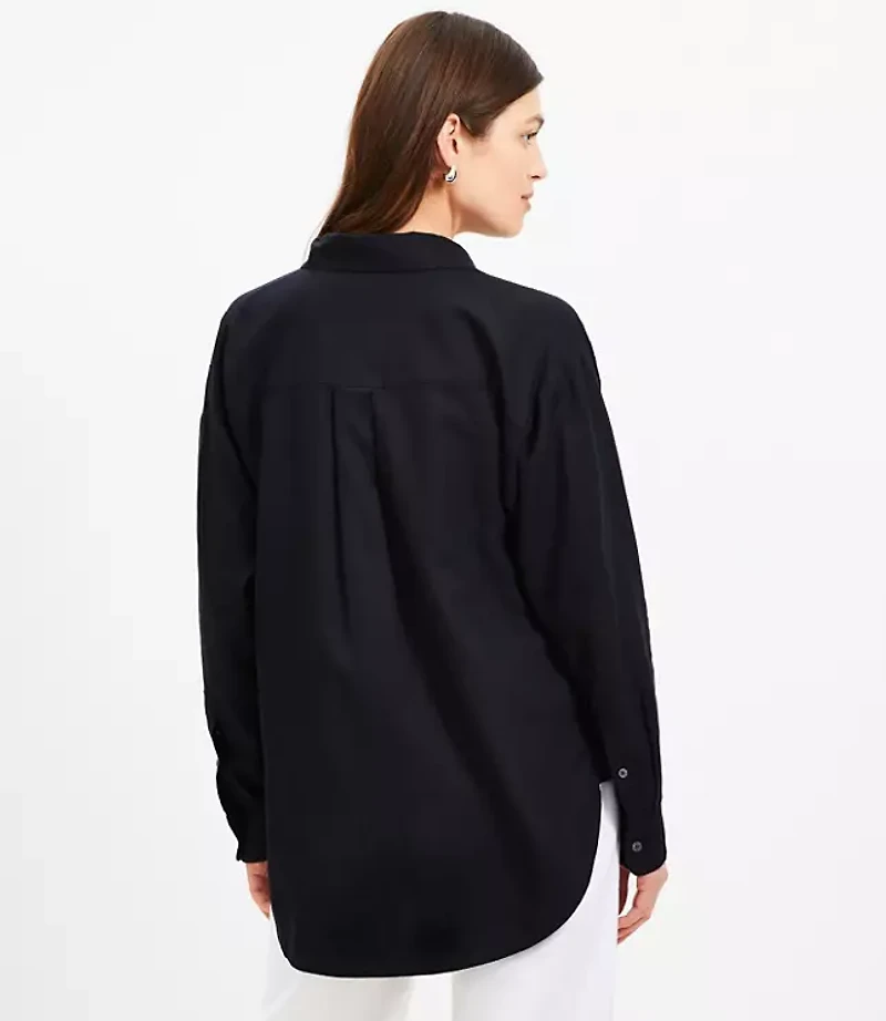 Linen Blend Everyday Oversized Pocket Shirt