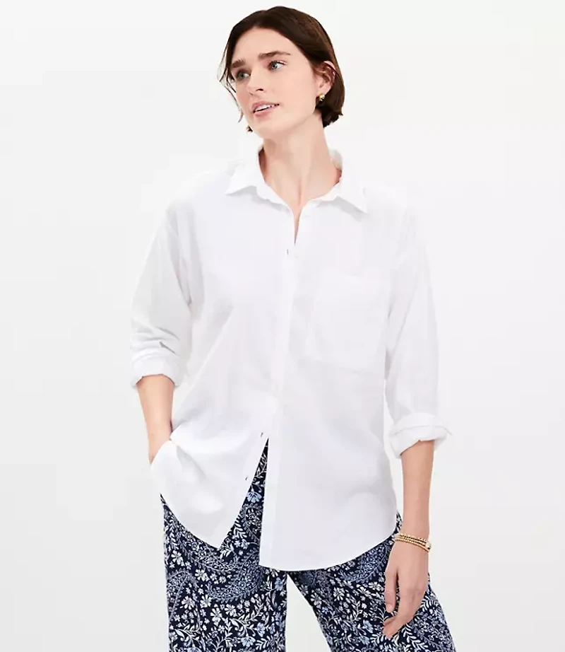 Linen Blend Everyday Oversized Pocket Shirt