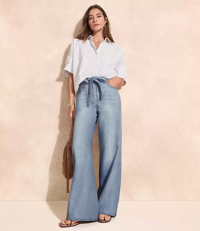 Palazzo Jeans in Light Wash